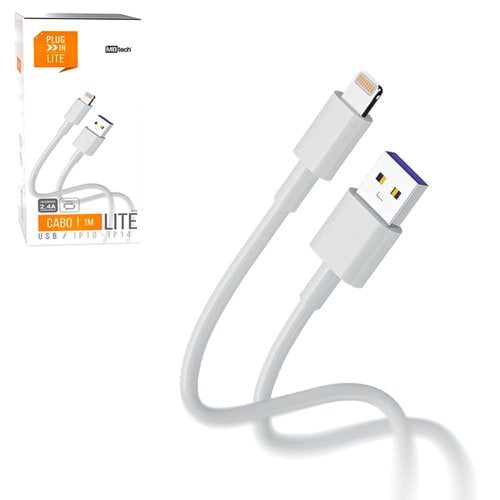 Cabo USB / LITE IP 10 - IP 14 1 Metro Branco