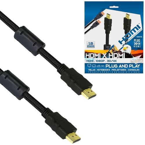 Cabo HDMI X HDMI Preto 1,80m Full HD E 4K