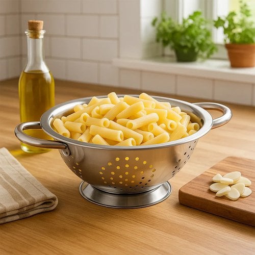Escorredor De Macarrão Massas 16cm Em Inox Com Alças