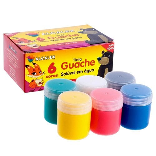Tinta Guache Lavável 6 Cores Na Caixinha 15ml