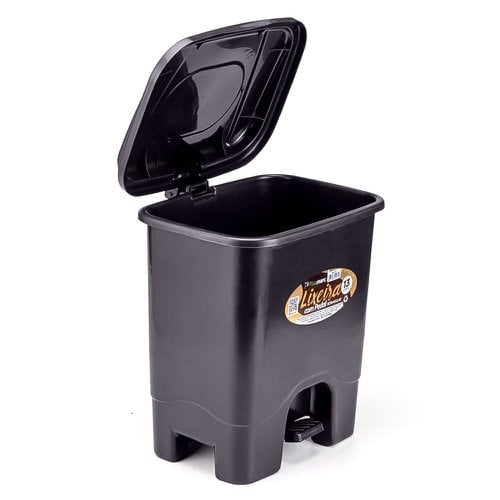 Lixeira Em Plástico Preto Com Pedal 13 Litros