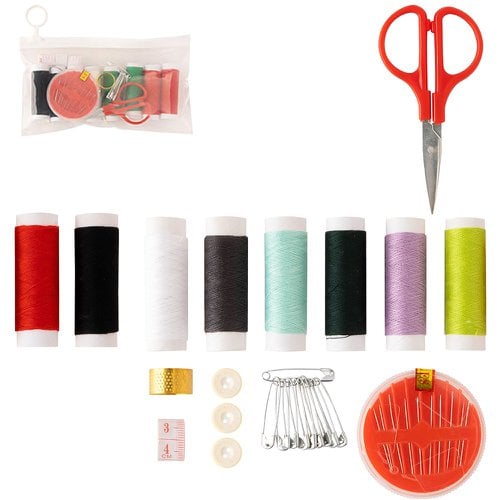 Kit Costura No Estojo Com Linha Tesoura e Botões 25 Pçs