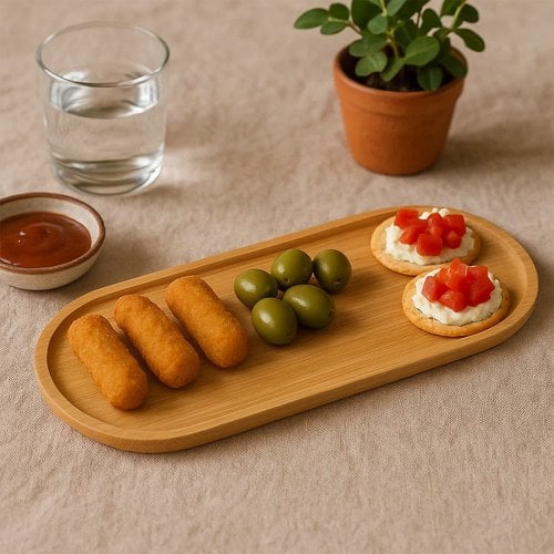 Bandeja Tábua De Corte De Madeira Multiuso Oval 25cm x 9cm