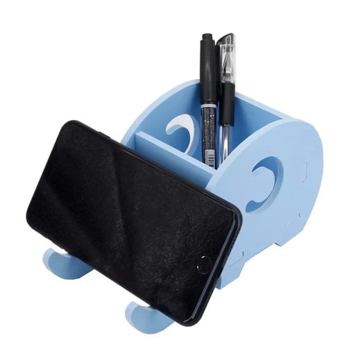 Porta Lápis Com Suporte Para Celular de Plástico Elefante 18cm x 10cm