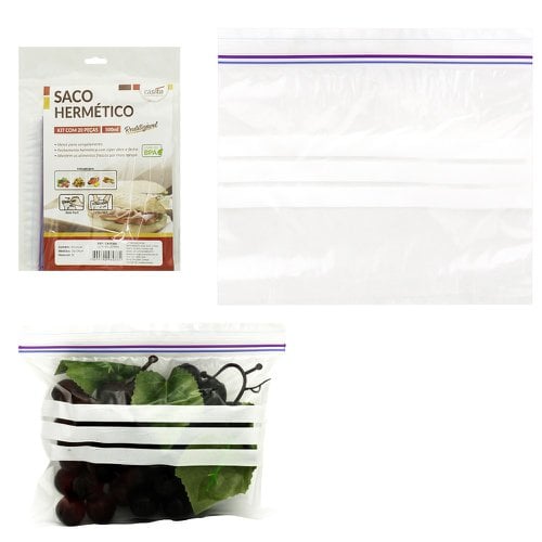 Kit Saco Hermético PVC 500ml Com 20 Peças Reutilizável