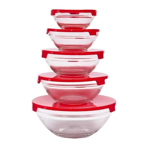 Conjunto Potes De Vidro Redondo Com Tampa Vermelho 135ml à 1000ml