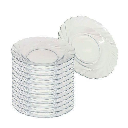 Jogo 12 Pratos De Sobremesa Cristal Ondulado De Vidro 18cm