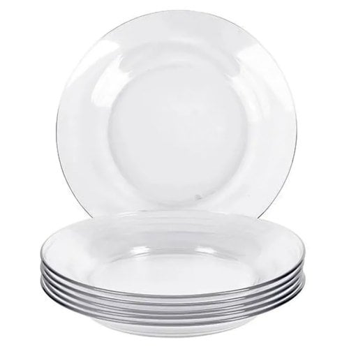 Jogo 12 Pratos Liso De Vidro Para Sobremesa 18cm