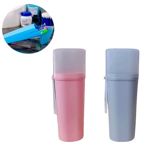 Porta Escova Estojo Dental Oval Com Alça E Tampa