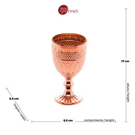 Jogo Taças Água Vidro Brand Rose Metalizado 6 Peças 345ml28307 Bon Gourmet