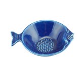 Jogo Pratos Cerâmica Peixe 4 peças Ocean Azul 14x11cm 28098 Bon Gourmet