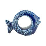 Jogo 4 Anéis para Guardanapos Cerâmica Peixe Ocean Azul 8x6cm 28101 Wolff
