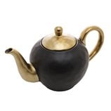 Bule Para Chá de Porcelana Preto e Dourado Dubai 1 Litro 17803 Wolff