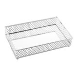 Bandeja De Metal Com Espelho Barcelona Prateada 21x13x5cm 4546 Lyor