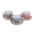 Jogo 6 Xícaras de Chá de Porcelana com Pires 200ml Watercolor 26489 Bon Gourmet
