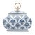 Potiche Decorativo Porcelana Branco e Azul 23x15x23cm 60449 Bon Gourmet