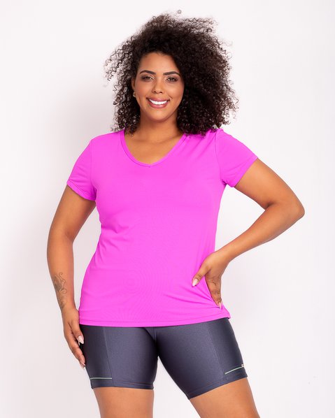 Blusa Baby Look Mais Soltinha Decote V em Dry Fit Bikini Guaili