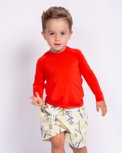 Shorts Masculino Infantil Mash de Tactel 619 Estampa Folhagem Azul