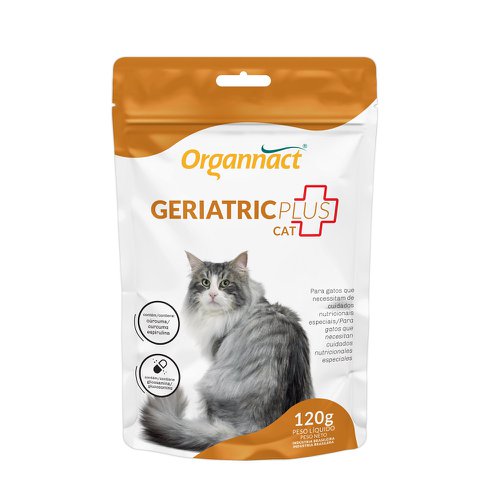 Geriatric Cat Plus 120g Organnact Suporte nutricional para gatos em
