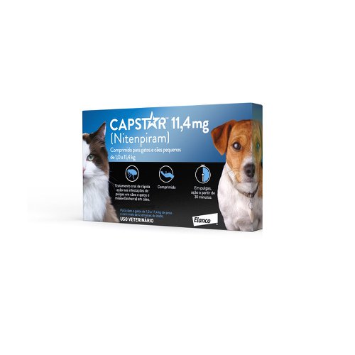 Capstar 11,4mg 6 comp 1 kg a 11,4 kg Elanco Contra bicheiras e