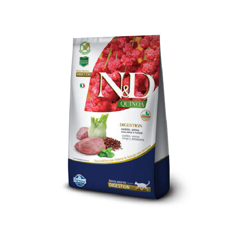 Ração ND Quinoa Digestion Cordeiro 1,5Kg Farmina Gatos Adultos Loja Agropecuária