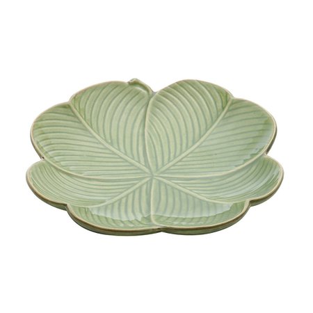 Folha Decorativa de Cerâmica Banana Leaf Verde 27x5x26,5x5cm Lyor 4314