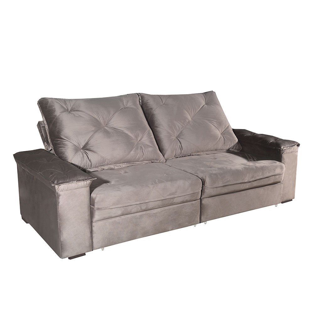 Sofá Retrátil e Reclinável 2 Lugares 2,50m Veludo Marrom Maximus Bom