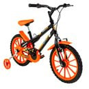 Bicicleta Infantil Spinossauro Colli Aro-16 Com Freios V-Brake e Rodas de Apoio Preto e Laranja