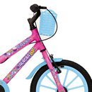 Bicicleta Infantil Aurora Fest Colli Aro-16 Com Freios V-Brake, Rodas de Apoio e Cestinha - Rosa e Azul