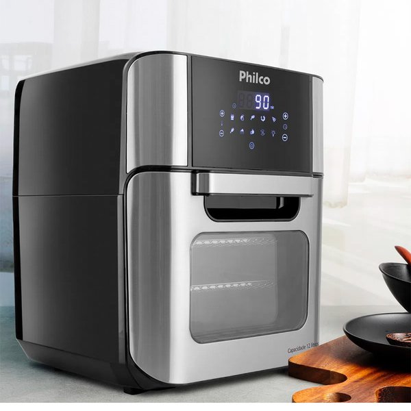 Fritadeira Air Fryer 2 em 1 Com 12 Litros Oven Philco Preta Lojas Edmil