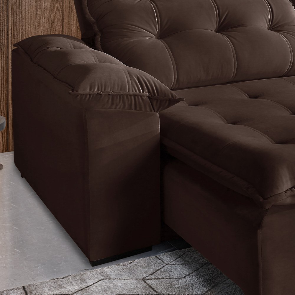 Sofá Retrátil e Reclinável 2 Lugares 2,90m Suede Marrom Maceió Bonato
