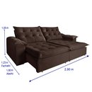 Sofá Retrátil e Reclinável 2 Lugares 2,90m Suede Marrom Maceió Bonato