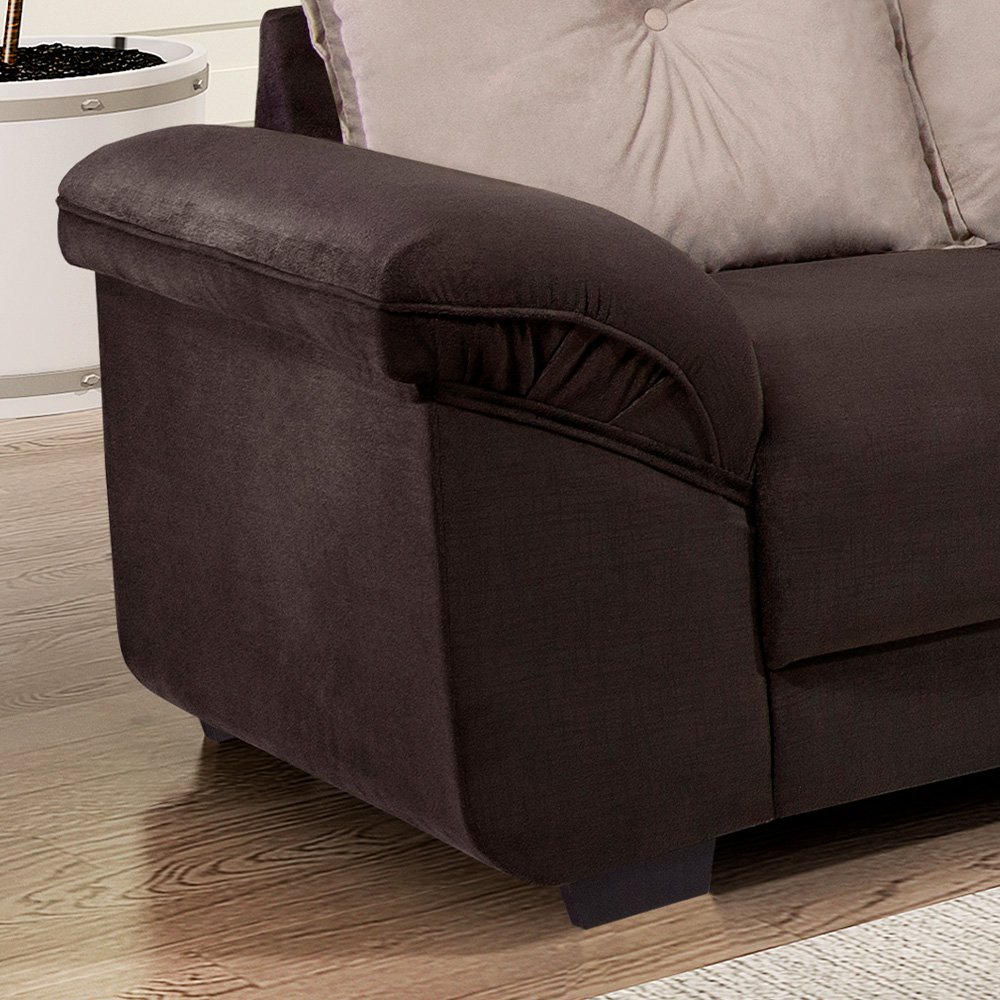 Sofá de Canto 3 e 3 lugares Suede Guarujá Edmil Castor Lojas Edmil