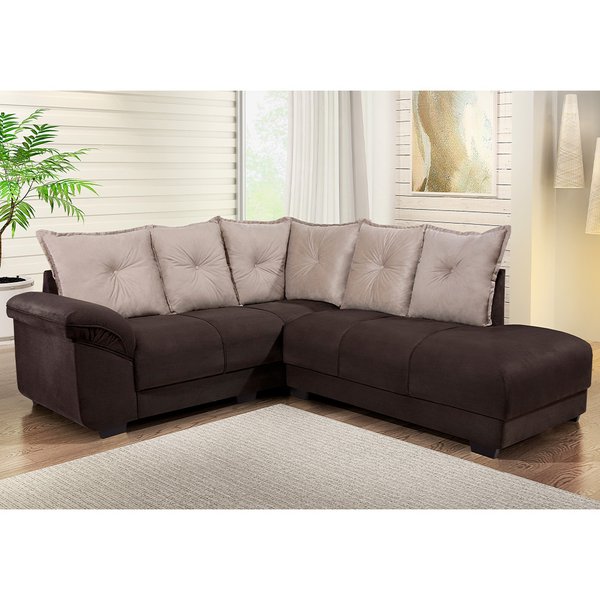 Sofá de Canto 3 e 3 lugares Suede Guarujá Edmil Castor Lojas Edmil