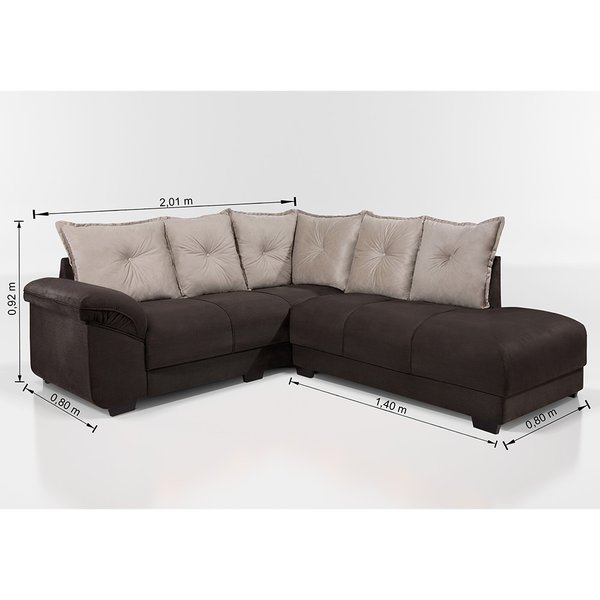 Sofá de Canto 3 e 3 lugares Suede Guarujá Edmil Castor Lojas Edmil