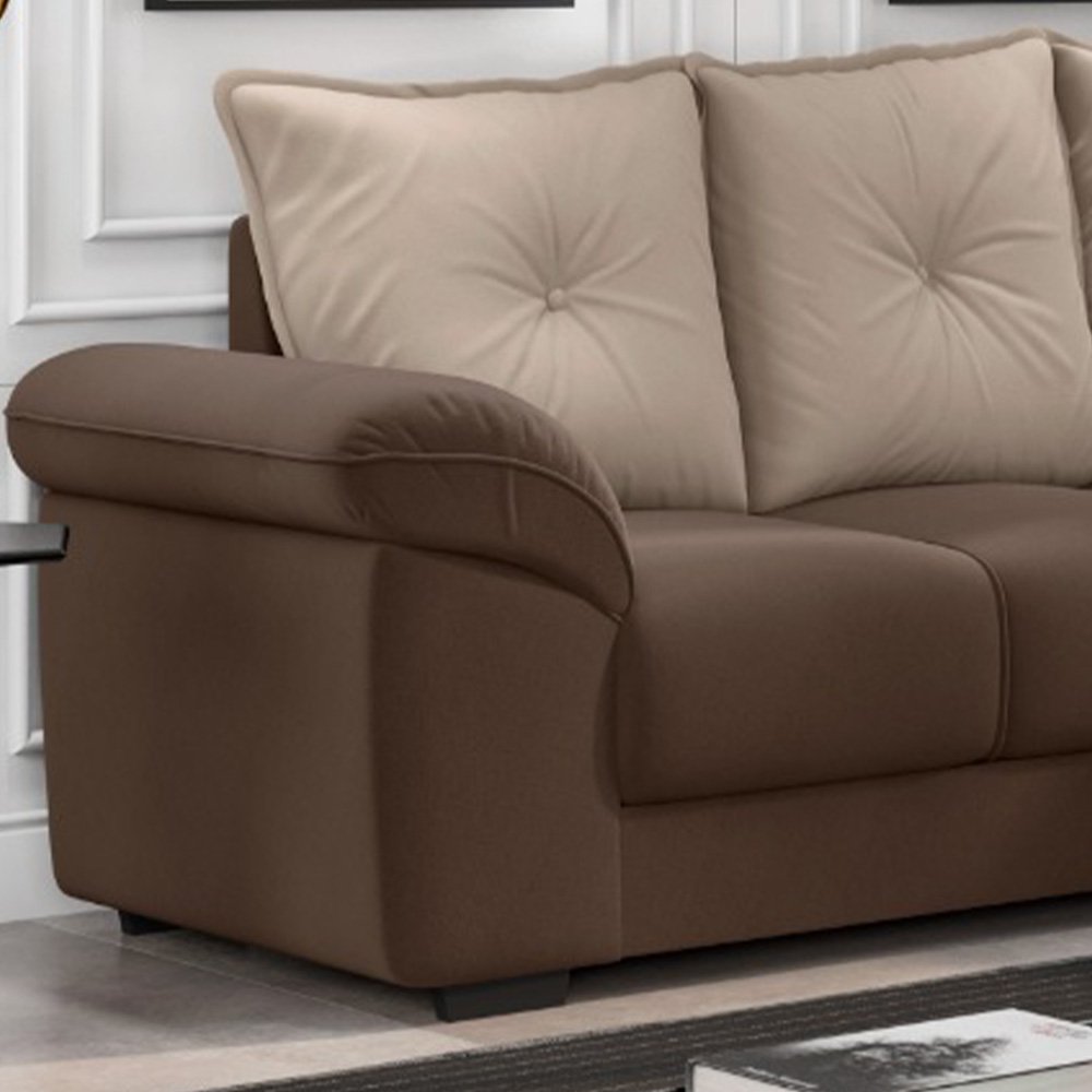 Sofá de Canto 2 e 3 Lugares Veludo Marrom e Capuccino Guarujá Besthouse