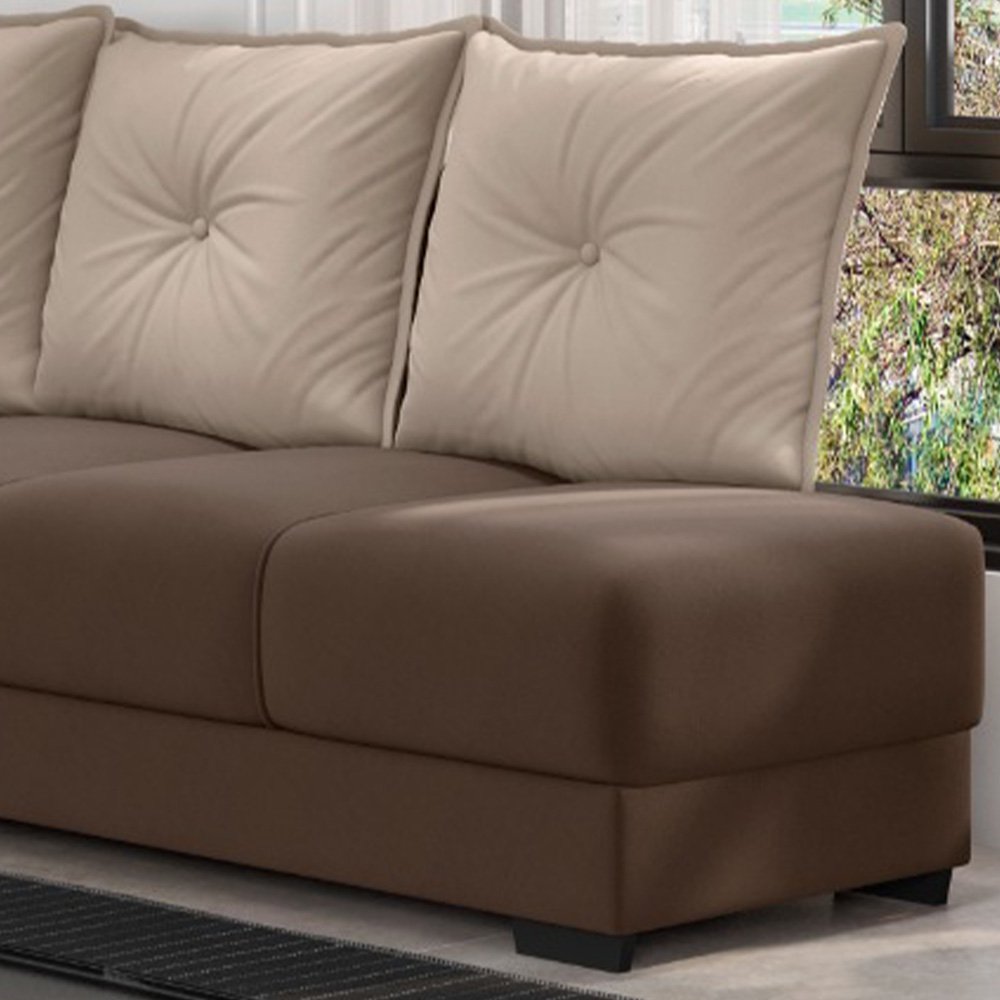 Sofá de Canto 2 e 3 Lugares Veludo Marrom e Capuccino Guarujá Besthouse