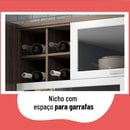 Armário de Cozinha Madeira Aéreo 2 portas de vidro e Nichos 120cm Alecrim Telasul Nogueira e Off White