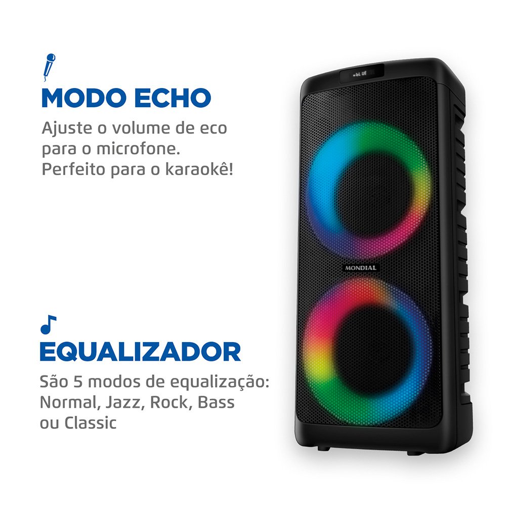 Caixa de Som Mondial Party Box PBX600 600W | Lojas Edmil