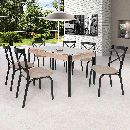 Conjunto de Mesa Com 6 Cadeiras Para Cozinha Tampo Retangular Vidro Karina Ciplafe Preto