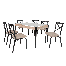 Conjunto de Mesa Com 6 Cadeiras Para Cozinha Tampo Retangular Vidro Karina Ciplafe Preto