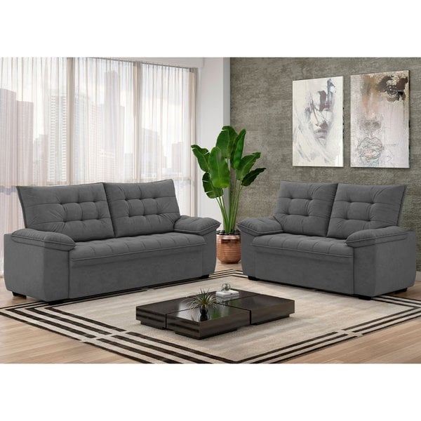 sofa 美品★ Conjunto de Sofá 2 e 3 Lugares Bertioga Besthouse Chumbo | Lojas Edmil
