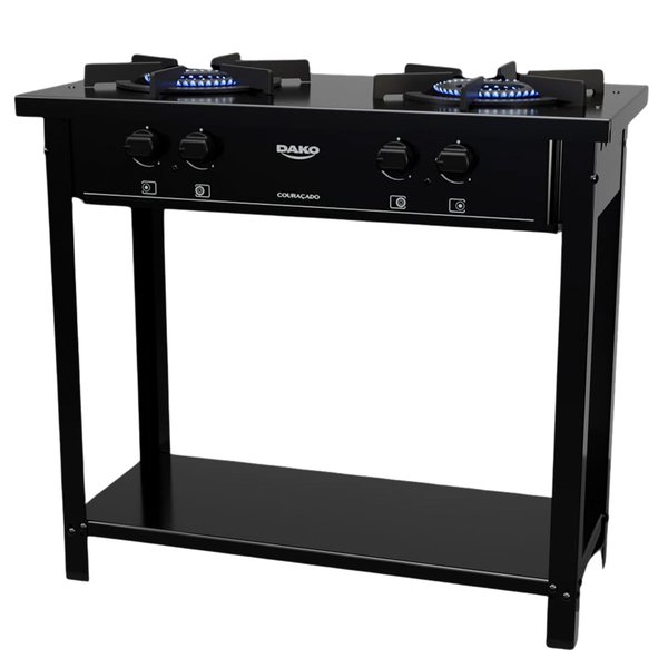 Fogão Industrial 2 Bocas Dako Com Chama Dupla e Pés Preto