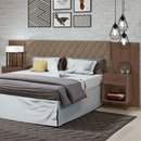Cabeceira para Cama box Casal em MDP e MDF Estofada Com Dois Criado Mudos Imbuia Naturalle Stillus Lopas