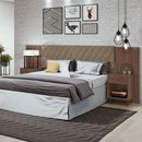 Cabeceira para Cama box Casal em MDP e MDF Estofada Com Dois Criado Mudos Imbuia Naturalle Stillus Lopas