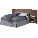 Cabeceira para Cama box Casal em MDP e MDF Estofada Com Dois Criado Mudos Imbuia Naturalle Stillus Lopas