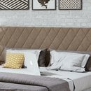 Cabeceira para Cama box Casal em MDP e MDF Estofada Com Dois Criado Mudos Imbuia Naturalle Stillus Lopas