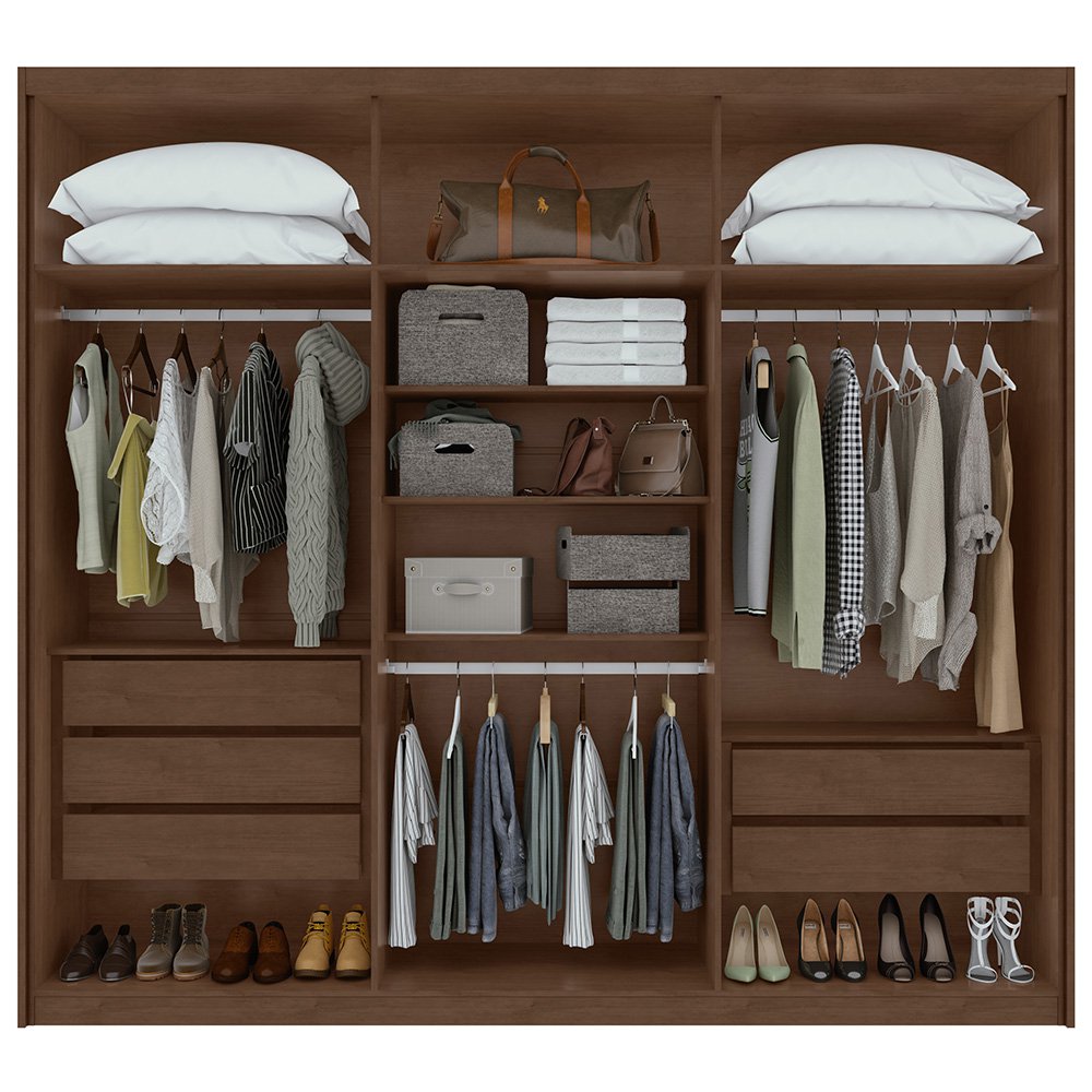 Guarda Roupa Casal 6 Portas Áries Lopas Imbuia Lojas Edmil