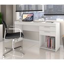 Mesa Escrivaninha de Escritório Para Computador Com 2 Gavetas e Nicho Branco Office Notável
