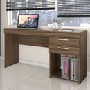 Mesa Escrivaninha de Escritório Para Computador Com 2 Gavetas e Nicho Nogal Office Notável